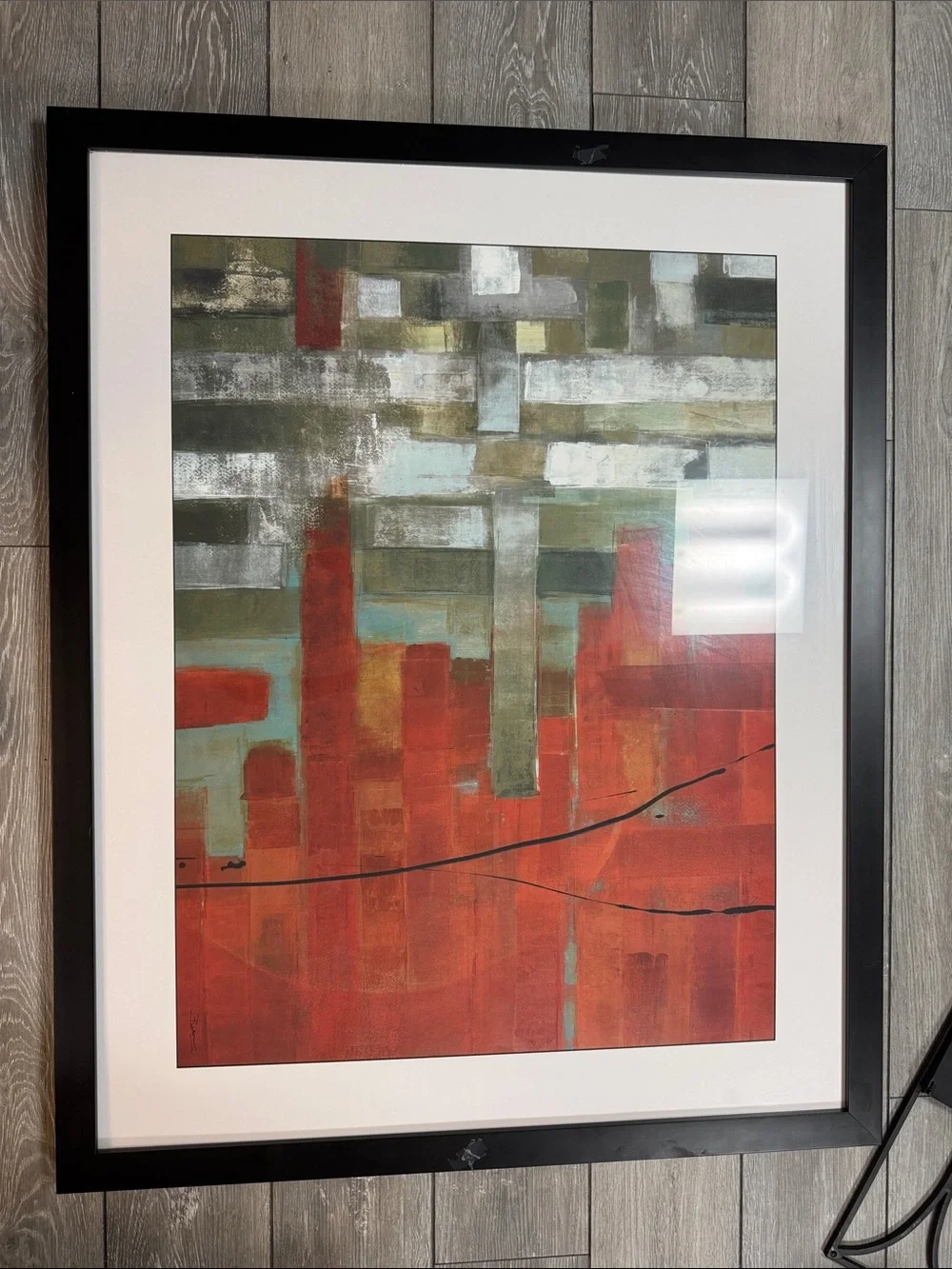 Crate&Barrel Red, Green and Teal Abstract Framed Print